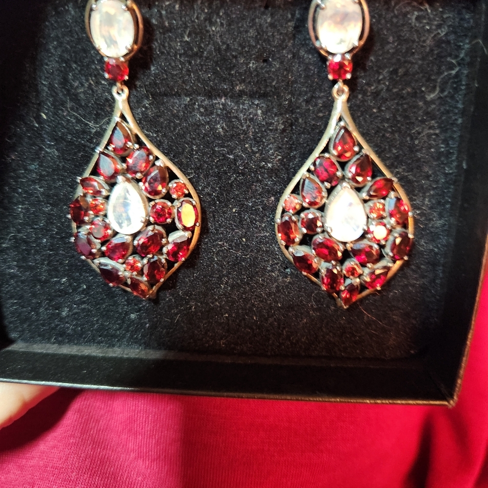 Nicky Butler RAJ Gem Drop Sterling Silver Garnet and Moonstone Earrings*Rare*NIB - Picture 14 of 17